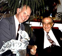 photo, Dr. John D.G. Rather receiving Gnosis award from Dr. Edward Teller, 1983